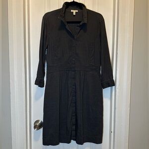 Eileen Fisher Black Organic Linen Shirt Dress
